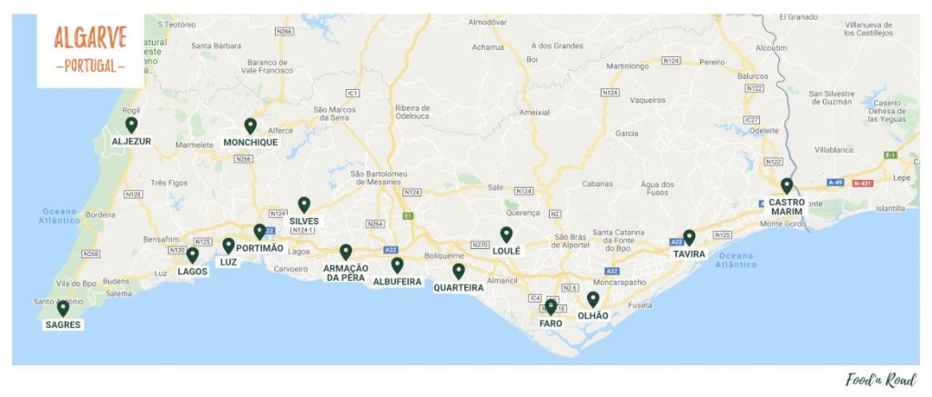 Algarve Cities and Attractions Map