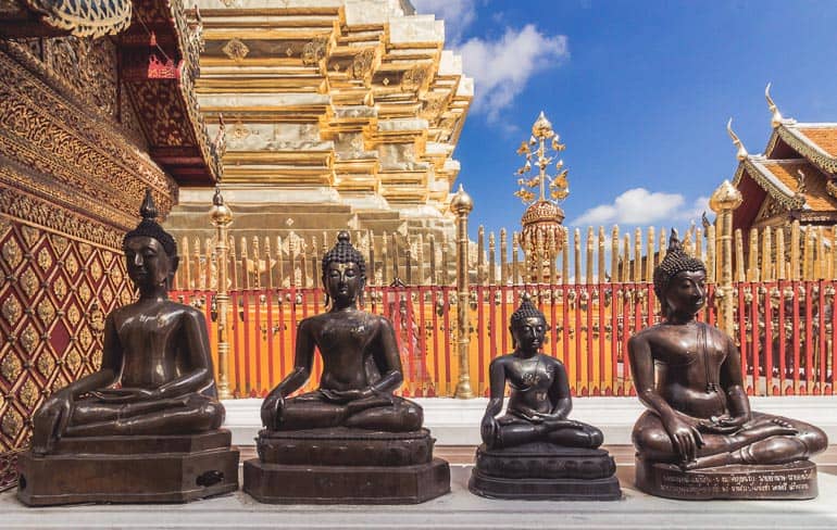 statues in a theravada buddhism temple