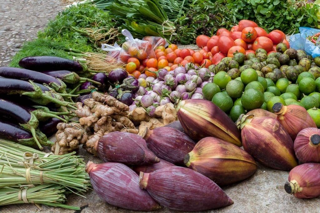 Fresh veggies in Laos local market
