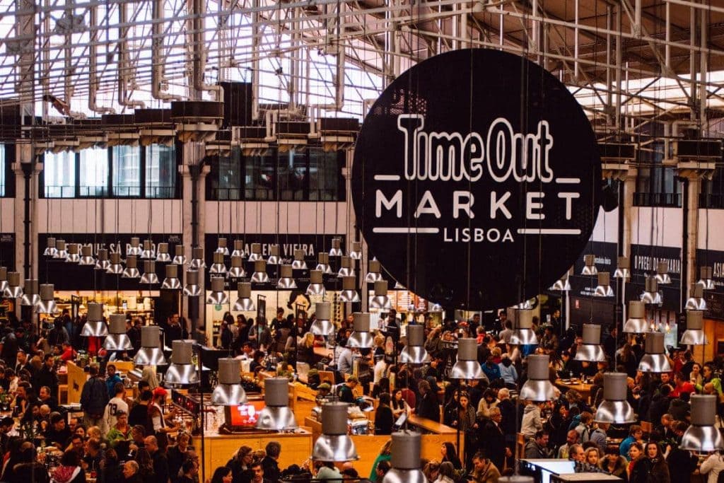 Photo inside of Time Out Market - one of the best food markets in Lisbon