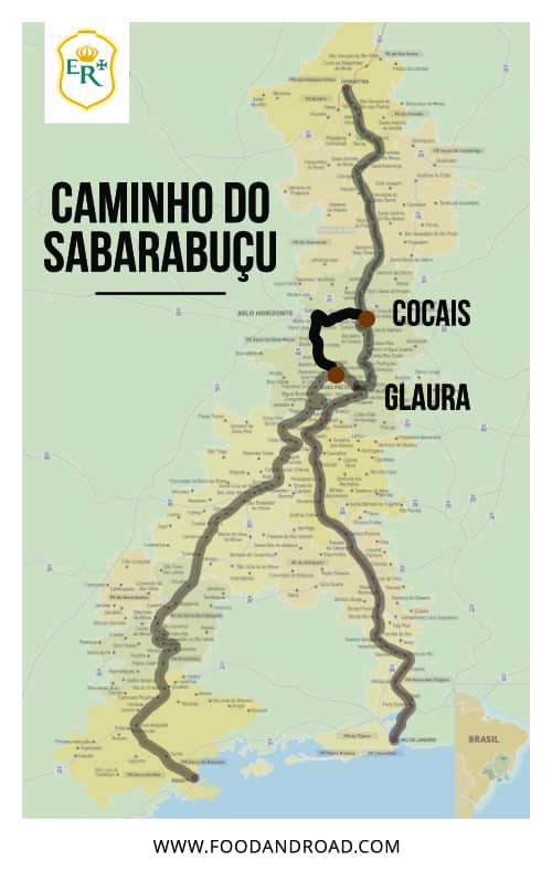 caminho do sabarabuçu path in the map of estrada real, the brazilian royal road