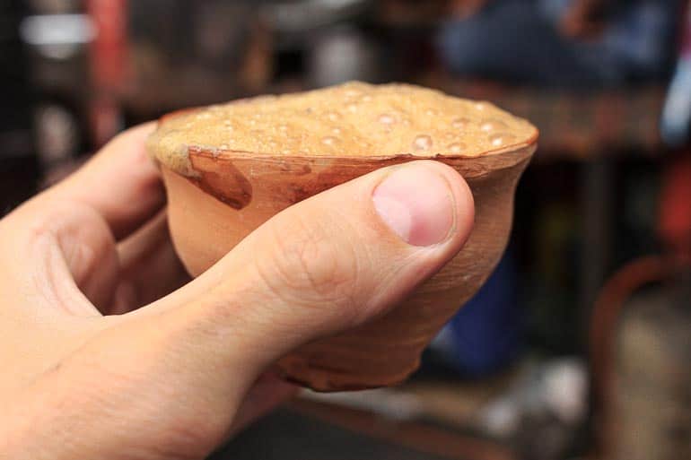 clay cups to serve masala chai in Kolkata India