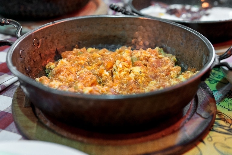 A pan with menemen, turkish scrambled eggs (Recipe)