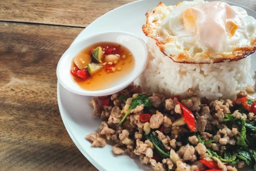 pad kra pao rice dish very popular in Thailand