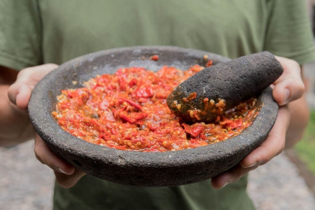 molho de pimenta típico da Indonésia