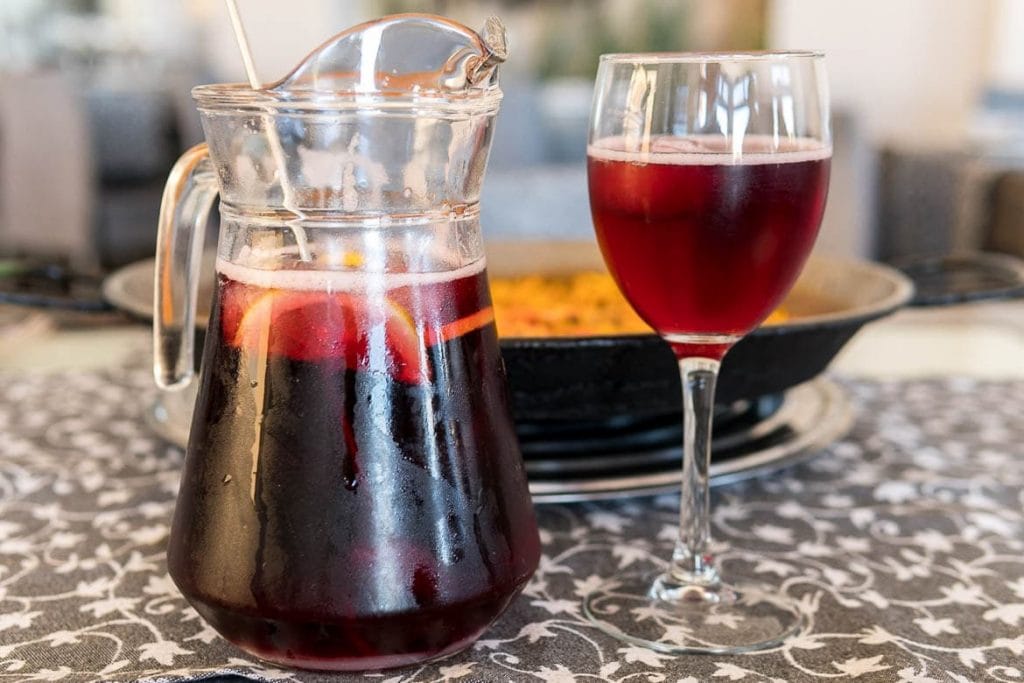 jar with sangria a drink typical of Spain and Portugal