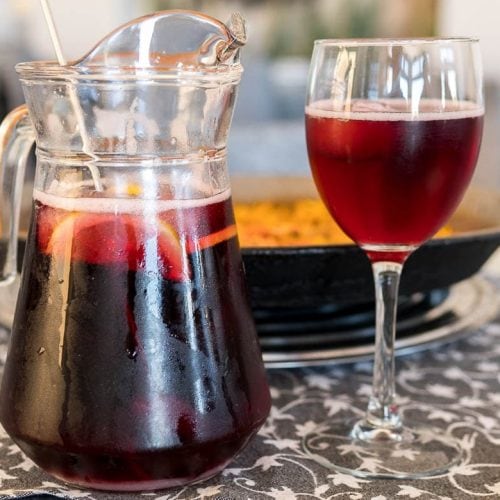 jar with sangria a drink typical of Spain and Portugal