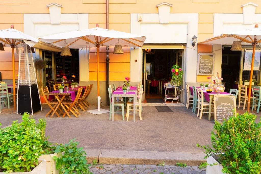 Typical Italian street cafes in Trastevere, Rome
