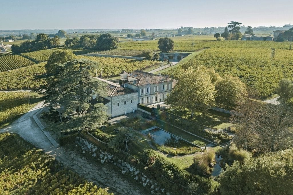 Aerial view of Franc Maybe Winery Hotel in Bordeaux, France